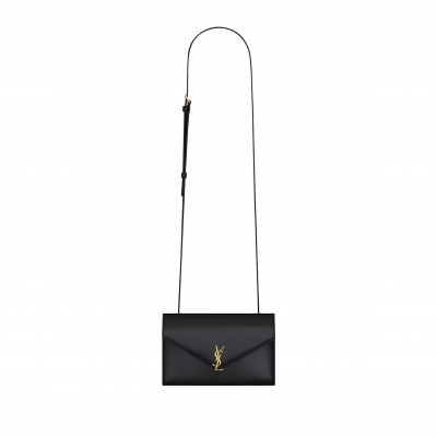 YSL VOLTAIRE MINI LEATHER ENVELOPE CLUTCH BAG 7852810SX0W1000 (19*12*3.5cm)